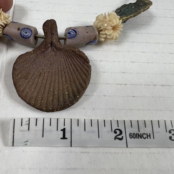 1980's Handmade Pottery, Celluloid, Murano Choker Statement Necklace Silver - Picture 8 of 11